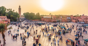 Jemaa el-Fnaa square and Koutoubia Mosque in Marrakech