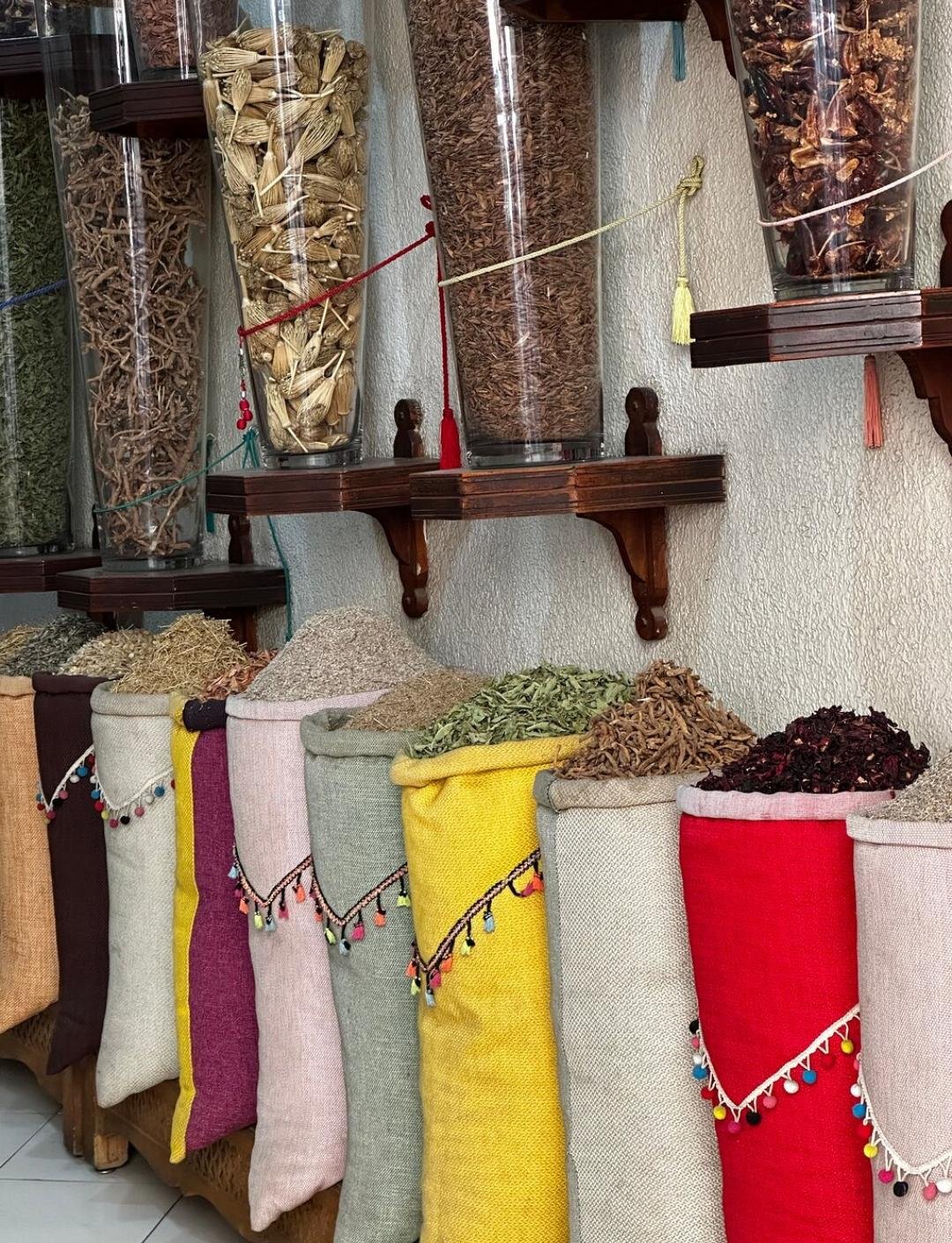 Traditional Moroccan spices in Marrakech Medina souks