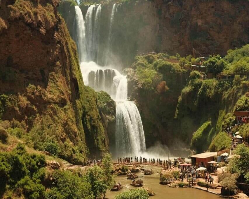 Ouzoud Waterfalls Morocco private day trip from Marrakech aerial view