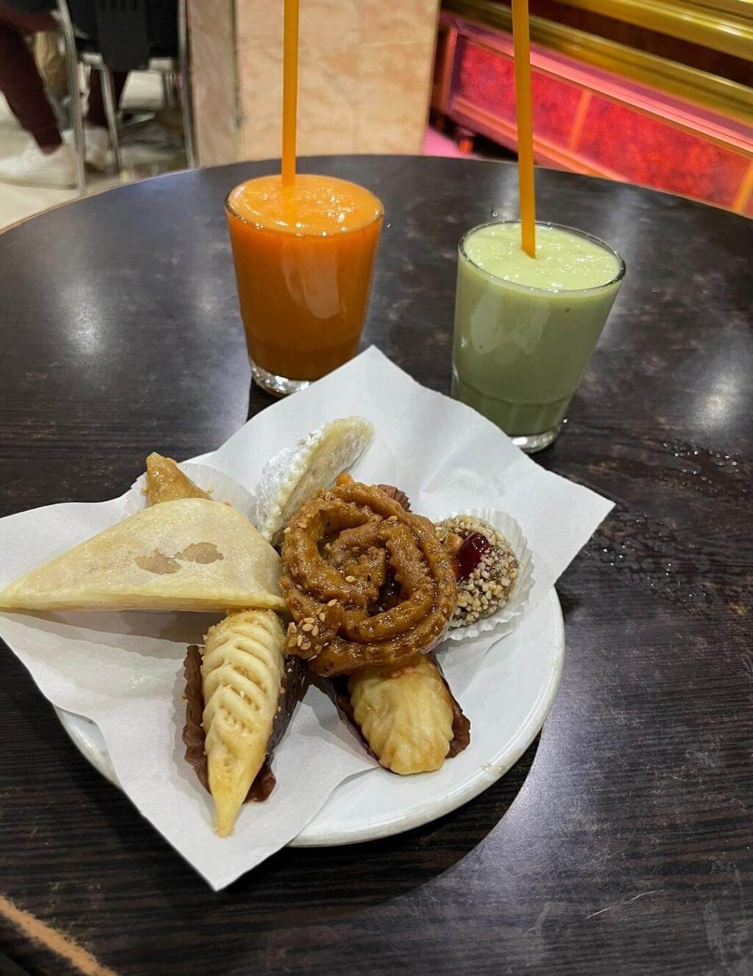 Traditional Moroccan pastries and sweets display