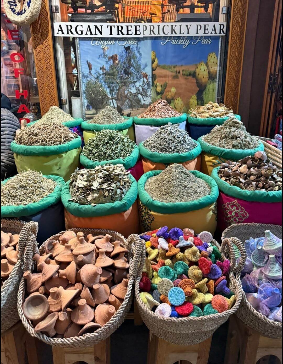 Argan oil and prickly pear products shop in Marrakech