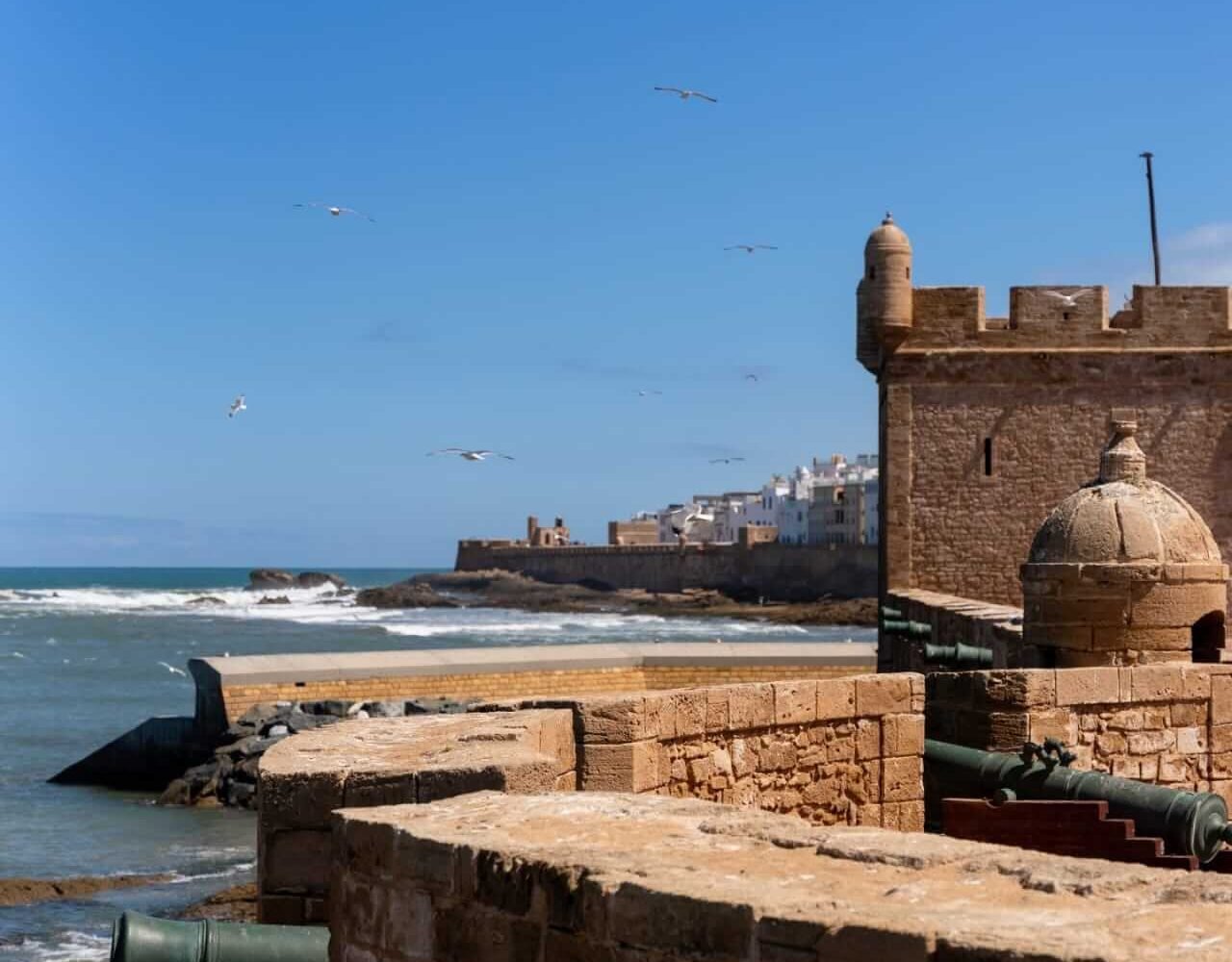 Historic Skala sea bastion with cannons overlooking the Atlantic Ocean in Essaouira