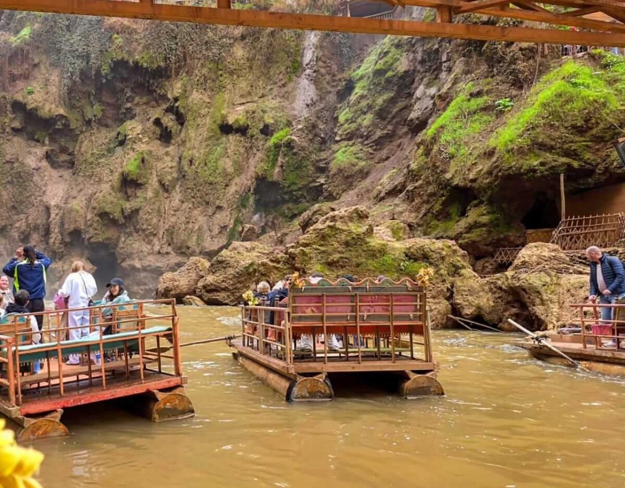 Traditional boat ride on the river below Ouzoud Falls