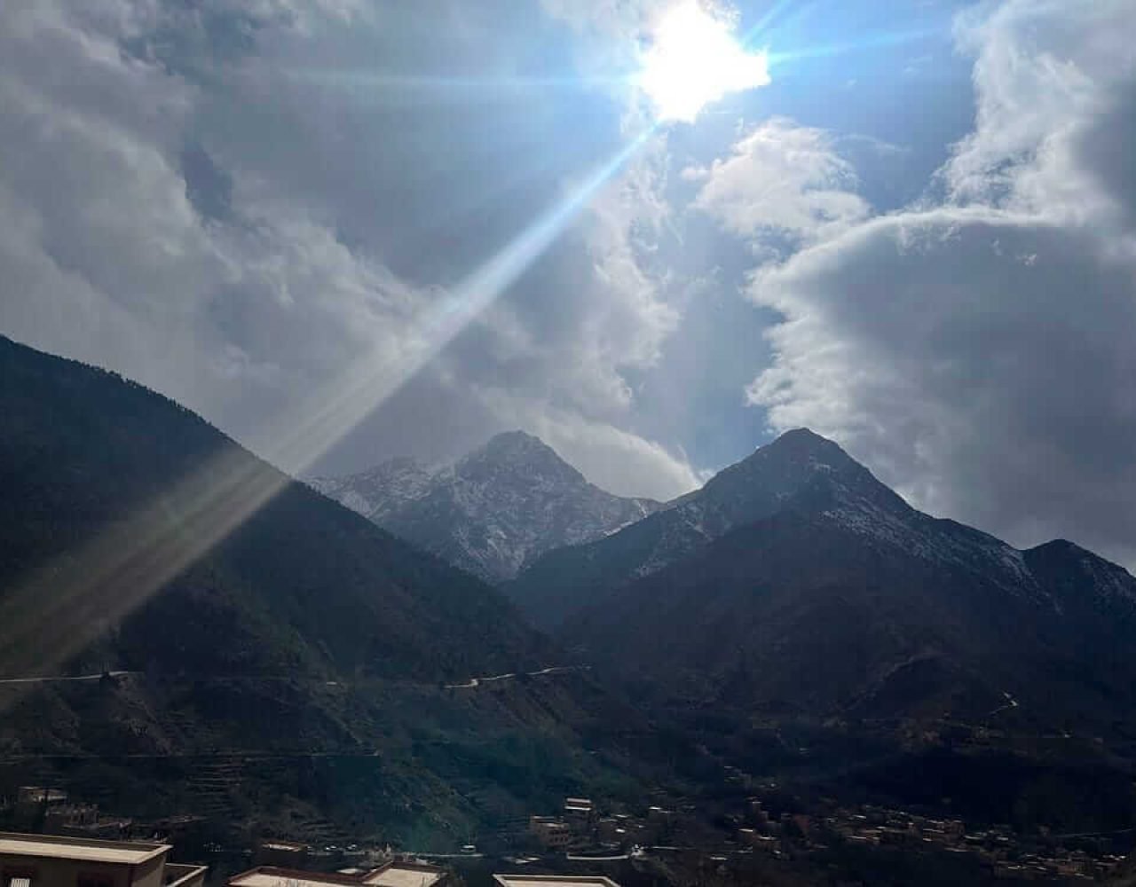 Panoramic mountain scenery surrounding Imlil in the High Atlas