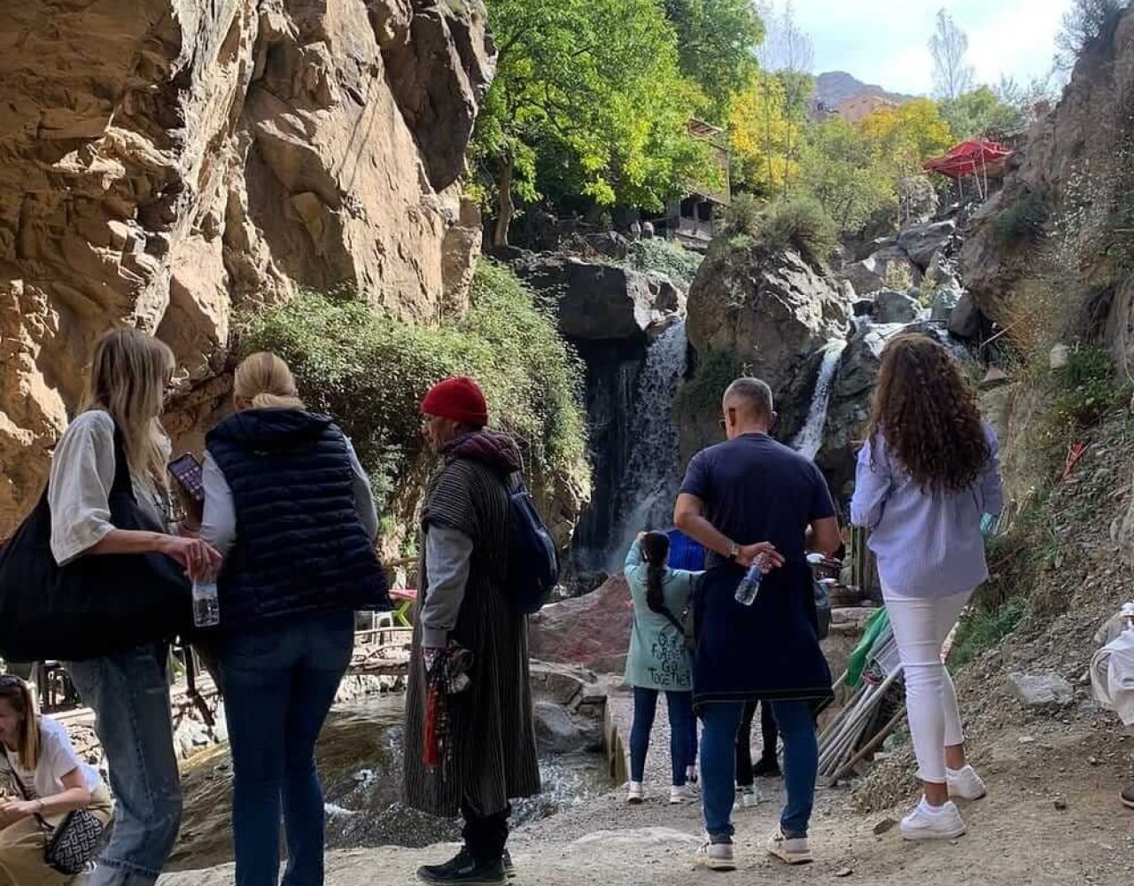 Hiking trail through the Atlas Mountains near Imlil