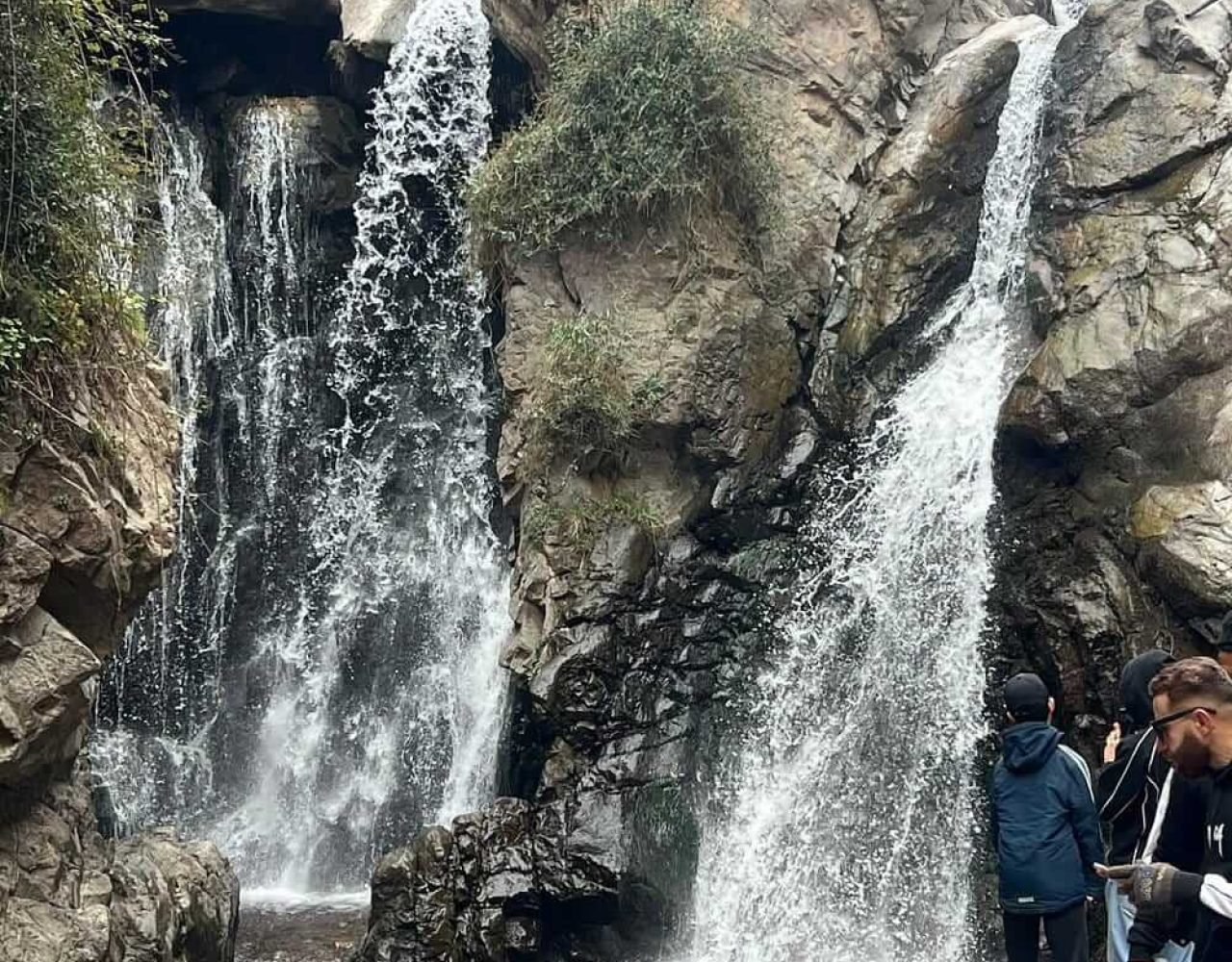 Scenic waterfall and hiking trail near Imlil