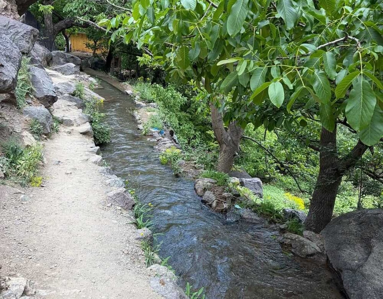 Mountain river flowing through the Imlil Valley