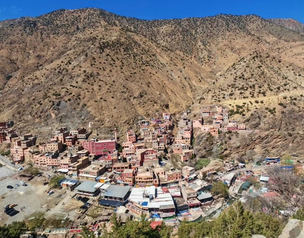 Mountain village on a barren mountainside in Ourika